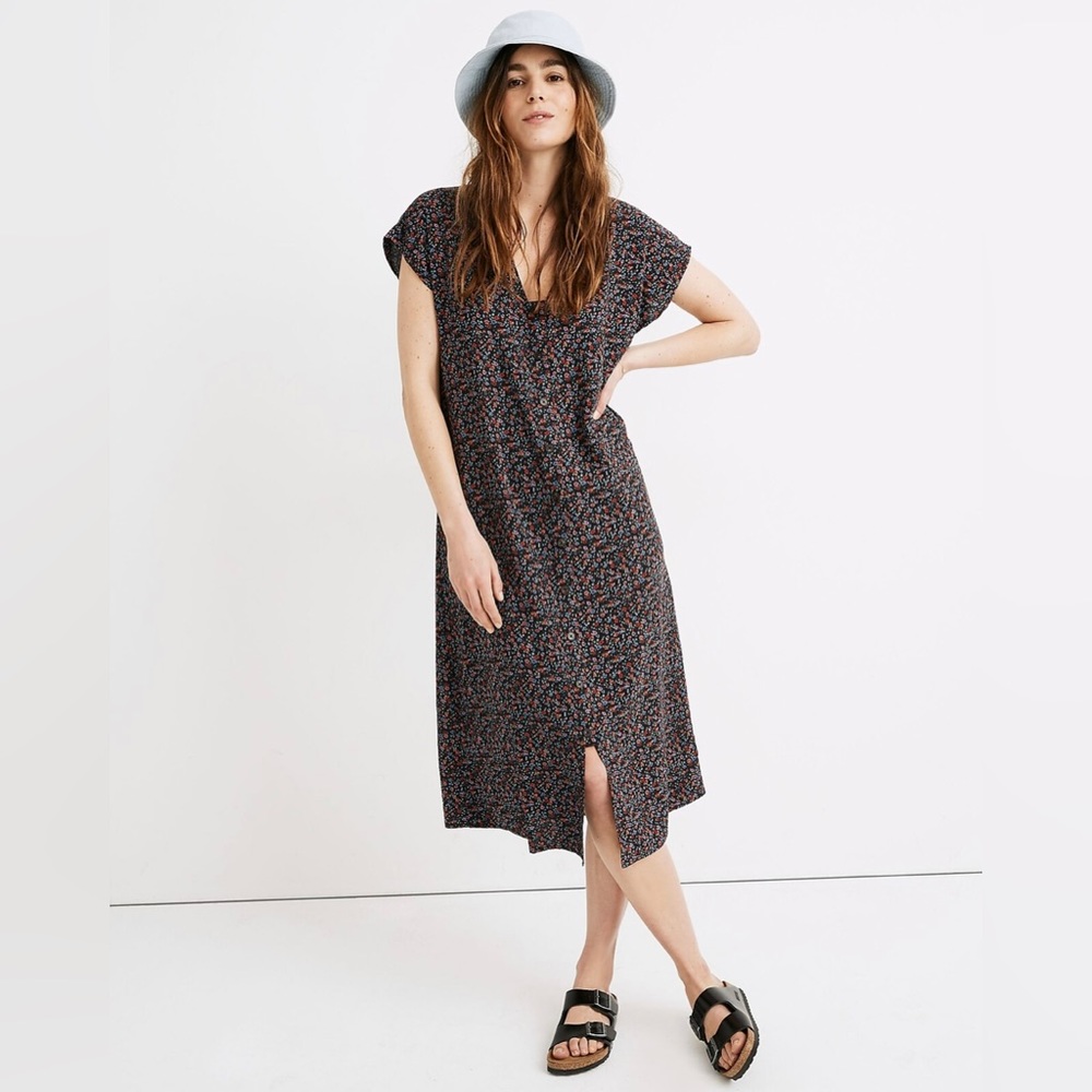 Madewell Easy Midi Dress button up in Fieldwalk Floral size small